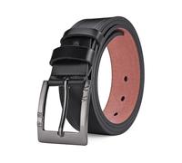 BODOBTF Vera Pelle Per Gli Uomini Fibbia Jeans Cowskin Cinture Casual Affari Cowboy Cintura Maschio, Nero , 120 cm