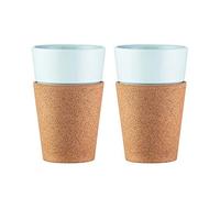 Bodum 11582-109 - Set di 2 Tazze in Porcellana con Fascia in Sughero, 0, 3 l, Ceramica, Sughero, Bianco, 8, 7 cm, 8, 7 x 6, 4 x 10 cm