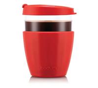 Bodum 12091-04 JOYCUP - Tazza da viaggio in vetro, con coperchio e manicotto in silicone, 0,4 l