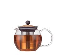 BODUM Assam Pressa per tè con Filtro in Acciaio Inox, 0,5 l, 17 oz, Sughero, Vetro, 12 cm