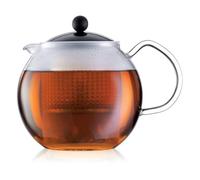 Bodum ASSAM Teiera con manico in vetro e coperchio colorato, 1.0 l Nero