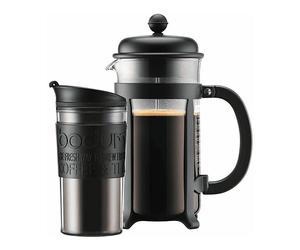 BODUM BODUM CD Travel Jug Java Set-French Press + brocca da Viaggio, plastica macchina caffè americano, Nero