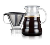 Bodum 11762 - 10 - 01S Caffettiera Permanente a Maglia Sottile Acciaio Inox, 8 Tazze, Trasparente, 1,0 L, con Porta Filtro Tritan, Vetro, 15 cm