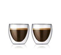 BODUM PAVINA Bicchiere in vetro a doppia parete, 80 ml, set di 2 resistenti a...
