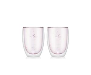 Bodum PAVINA Bicchieri, 2 pezzi, doppia parete, medi, 0,35 l, 12 oz, Disney Stardust, rosa