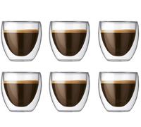 Bodum Pavina - Bicchieri da caffè a doppia parete, valvola brevettata, 80 ml, 6 pezzi