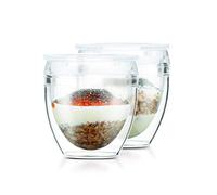 BODUM Pavina to Go - Bicchiere infrangibile a Doppia Parete, con Coperchio, Confezione da 2, 170 g, 2 Pezzi