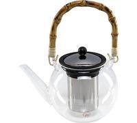 Bodum Teiera a Pressione in Borosilicato Assam, Filtro in Acciaio Inox con Coperchio in Silicone e Manico in Bambu', Lt 1