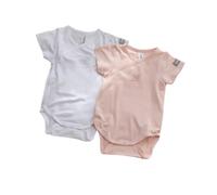 Body 1 Mese Bambino Maniche Corte 2 Pezzi Rosa Bianco