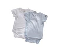 Body Bambino Maniche Corte - Taglia 6 Mesi - 2 Pezzi Azzurro e Bianco