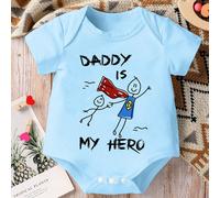 Body a maniche corte per neonato bambino con stampa di lettere e slogan carino "PAPA È IL MIO EROE", tutina estiva unisex morbida e confortevole per la Festa del Papà 6-9M,9-12M,0-1M,1-3M,3-6MLettereT