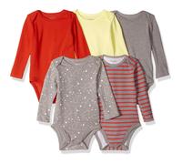 Body a maniche lunghe Hanes Baby Ultimate Flexy per bambini e bambine, confezione da 5, giallo/rosso, 18-24 mesi