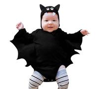 Body a maniche lunghe per bambini, costume da pipipistrello, il mio 1° vestito di Halloween, neonato, ragazzo, costume da pipistrello nero, a maniche lunghe, body con cappelli, vestito (nero, 3-6 mesi