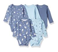 Body a maniche lunghe Ultimate Flexy Hanes Baby per bambini e bambine, confezione da 5, colore: Sky 0-6 mesi