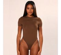 Body aderente a maniche corte con scollo a girocollo, casual, basic per guardaroba capsula, adatto per uso quotidiano, ufficio, lavoro, ritorno a scuola, autunno, nero, alla moda, primavera, estate, e