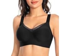 Body Annuncio Gravidanza Reggiseno Morbido, Traspirante, Berretto a goccia d'acqua, Supporto superiore arricciato Reggiseno Running, Le Noir, 4X-Large