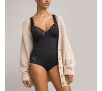 Body Anthea in microfibra e pizzo Nero 5 B Tinta unita