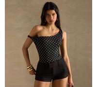 Body asimmetrico a pois estivo da donna, body aderente senza maniche, outfit da vacanza in isola, abbigliamento da spiaggia, casual alla moda e versatile L,M,S,XL,XS,XXL,XXS,XXXL,XXXXLColore unicoTess