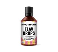 Body Attack Flav Drops 50 ml di formaggio alla fragola, gocce aromatiche per alimenti, senza zucchero, senza calorie, vegano e qualità, prodotto in Germania