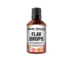 Body Attack Flav Drops 50 ml di formaggio alla fragola, gocce aromatiche per alimenti, senza zucchero, senza calorie, vegano e qualità, prodotto in Germania