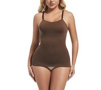 Body avvolgente di grandi dimensioni senza cuciture a compressione rinforzata, effetto pancia, piatto, senza spalline, sexy, per supporto ottimale, mutandine invisibili, marrone, M