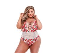 Baci White Floral & Lace Teddy XL