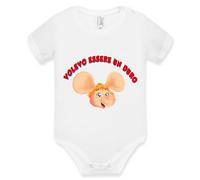 Body Bambino/Bambina Personalizzata con la frase del cantante italiano - direttamente da Sanremo - con la sua mascotte, il mitico Topo della televisione italiana - Volevo essere un duro
