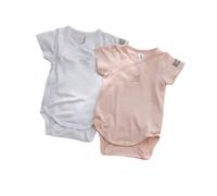 Body Bambino Maniche Corte - Taglia 3 Mesi - 2 Pezzi Rosa e Bianco