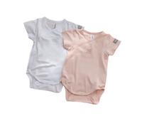 Body 9/12 Mesi Bambino Maniche Corte 2 Pezzi Rosa Bianco