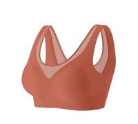 Body Bianco Manica Lunga Donna Sottile Breathable Non Marking Back Without Ring Fixed Cup Solid Color Mesh Splicing Tank Top Bra Underwear Canotta Cotone Blu, Pasteca Rosso, XXL