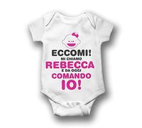 Body Bimba Personalizzabile Body Neonato Personalizzato con Scritta Idea regalo nascita compleanno anniversario Festa Battesimo Cerimonia Eccomi Da Oggi Comando Io Con Nome Bambina (0-6 mesi)