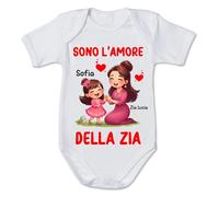 Body Bimbo Bimba Neonato Pigiama - PERSONALIZZABILE Sono l’amore della Zia - Humor Divertenti Infanzia Nascita Neonato Made in Italy (Rosa, 9 mesi)