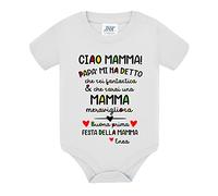 Body bimbo e bimba neonato neonata Ciao mamma, buona prima festa della mamma! Personalizzato con nome del bebè! Bianco! (9 mesi)