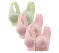 Body blu sexy 3 pezzi di chiusura frontale aperta Top Support senza anello Beauty Back Middle Bra Large Size Thin Vest Type Gathered Bra Underwear Canotta Pelle, rosso, 46