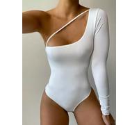 Body blusa maglia maniche monospalla bianco morbida elegante slim 4600