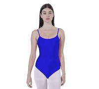 Body Body da danza balletto ginnastica donna bretelle senza maniche con scollo rotondo e copri schiena, body non trasparente aderente per danza ginnastica ritmica, blu, XXL