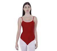 Body Body da danza balletto ginnastica donna bretelle senza maniche con scollo rotondo e copri schiena, body non trasparente aderente per danza ginnastica ritmica, rosso, XL