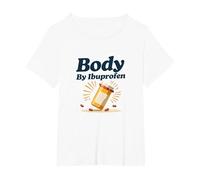 Body By Ibuprofen: Parodia Umoristica del Fitness per Gli Amanti della Palestra Maglietta, Donna Plus-Size, Bianco, 1X