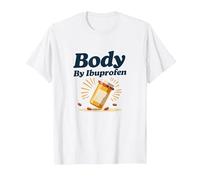 Body By Ibuprofen: Parodia Umoristica del Fitness per Gli Amanti della Palestra Maglietta, Uomo, Bianco, 6XL