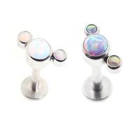 Body CAC 2 Pezzi - filettatura interna 1,2mm G23 titanio Labret Monroe anello a labbro Tragus Helix orecchino opale bianco/lavanda Borchie per cartilagine