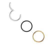 Body CAC 3 Pezzi-0.8mm×6mm Piercing Naso Piccolo Orecchini Acciaio Chirurgico,Hinged Anallergici Segment Ring Finto Nostril Piercing Trago in Acciaio-Oro/Argento/Nero