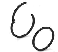 Body CAC Nero 2PCS-1.2mm Anelli Per Naso Incernierati 8mm, Segmenti In Acciaio Chirurgico 316L Grado Per Impianti Medici Clicker Hoop Piercing Sul Labbro