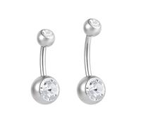 Body CAC Piercing per ombelico in acciaio curvo, a forma di banana, da 6 mm, 8 mm, 10 mm, 12 mm, 14 mm, 16 mm, 2 pezzi, Acciaio inossidabile