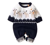 Body Caldo Cotone Neonata - Graziosa Tutina Con Renna Dei Cartoni Animati Per Bambini, Maglione Caldo Per L'Inverno, Ideale Per Neonati E Bambini Piccoli.
