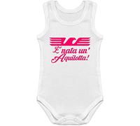 body canotta lazio per neonato con frase è nato un aquilotto in azzurro o per neonata con frase è nata un'aquilotta in rosa - idea regalo tifoso calcio laziale (Aquilotta, 0-3 mesi)