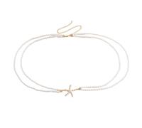 Body Chain 1 catena for pancia da donna, con perle finte, for vita, accessori a forma di stella marina, gioielli for il corpo