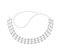 Body Chain 1 cintura da donna in oro e argento con motivo a fiore di sole 3 strati, accessori catena for la pancia metallo(Silver)