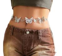 Body Chain 1 pezzo di catena for il corpo a forma farfalla cava tridimensionale in metallo(Silver Color)