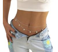 Body Chain 1 pezzo di catene for pancia con ciondolo a farfalla sexy donne, catena vita in metallo color oro argento, accessorio gioielli da corpo(Silver Color)
