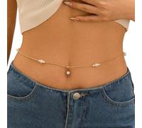 Body Chain 1 pezzo semplice catena di perline for la vita da donna for pancia gioielli for il corpo(Gold Color 1)
